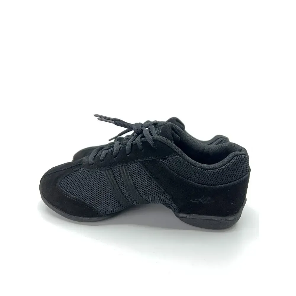 Women's Black Mesh & Suede Lace-Up Dance Sneakers